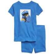 Wholesale - 6-12m BOYS SQUARE COOKIE MONSTER SHORT SET C/P 6, UPC: 196027189498